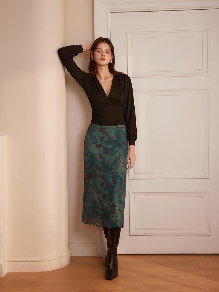 スカート flower jacquard skirt pants shop faerie FAERIE] flower jacquard skirt pants (sky blue) – SellerWork